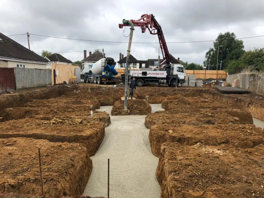 Base and groundworks being prepared for a garden room in Oxford