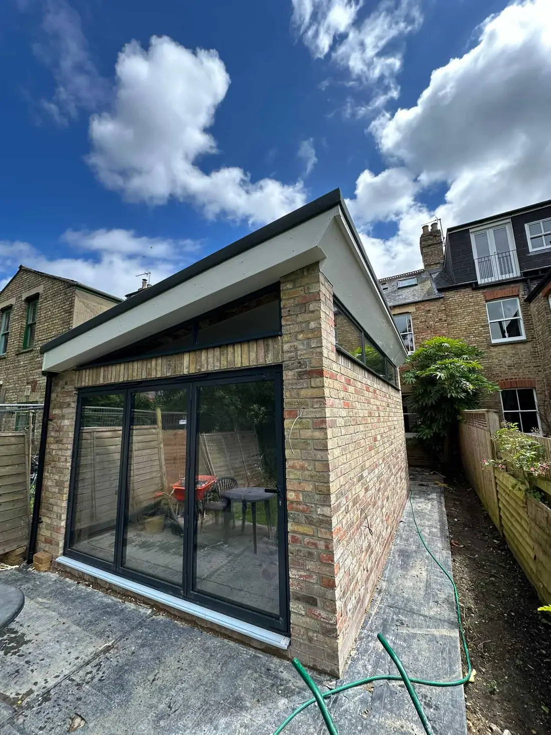 Glazed elevation of a garden office building in Oxford